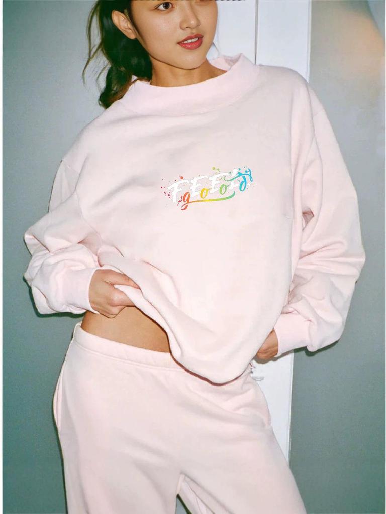 Heavyweight Women's Autumn Hoodie: Loose Casual Comfort, Mid-High Neck, Long Sleeve, Euro-American Style