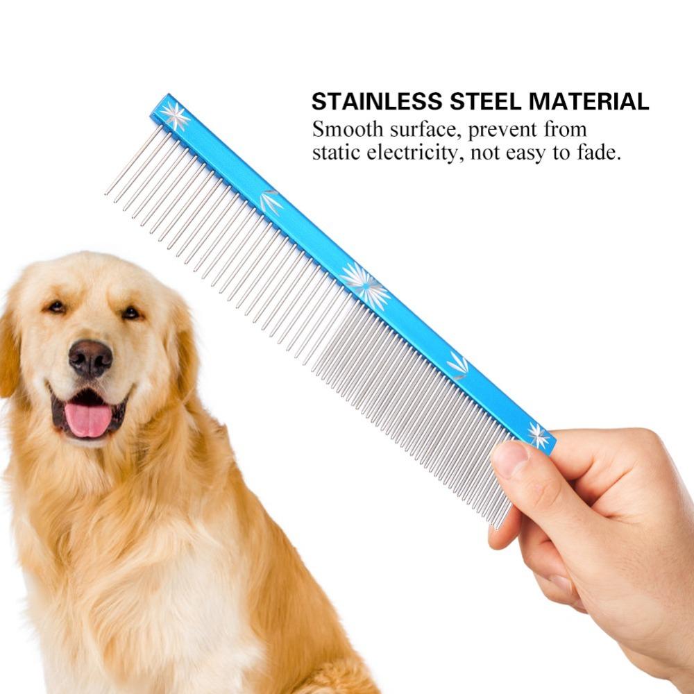Wide Teeth Dog Comb Metal Teeth Grooming Comb Comfort Grip Dematting Comb  Pet Salon Use