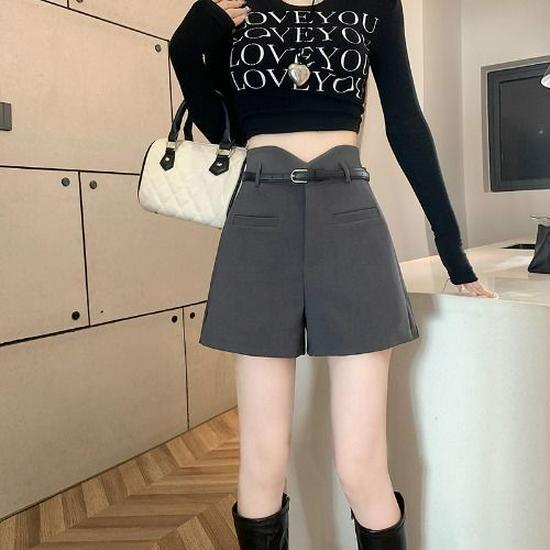 Women's High-Waisted A-Line Wide-Leg Pants - Autumn/Winter Casual Slimming Suit Shorts
