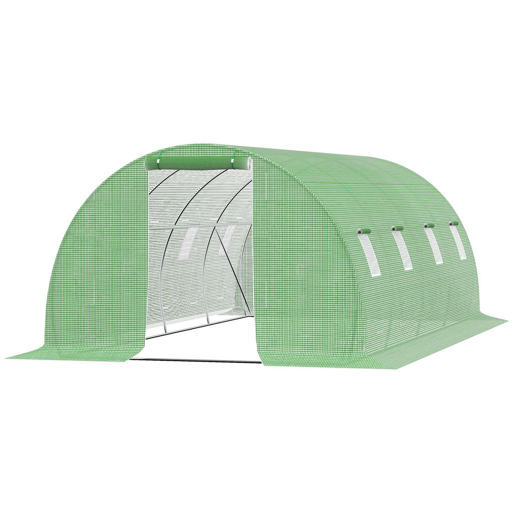 Walk-in Polytunnel Greenhouse. 8 Windows with Insect Netting. Durable Film. Steel Frame. 6 X 3 X 2 M. Green