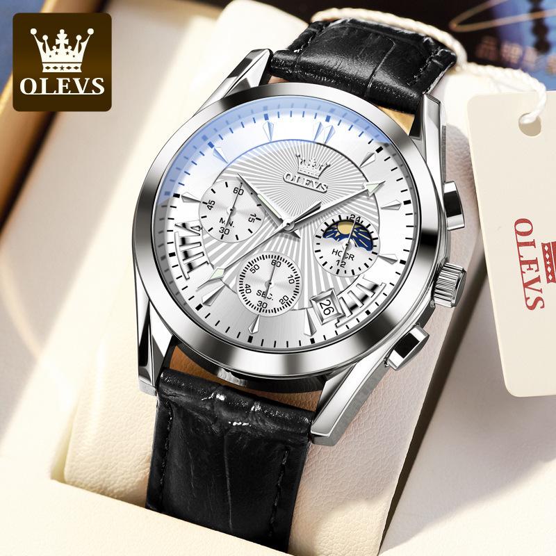 OLEVS Men's Multifunctional Quartz Chronograph Watch with Calendar