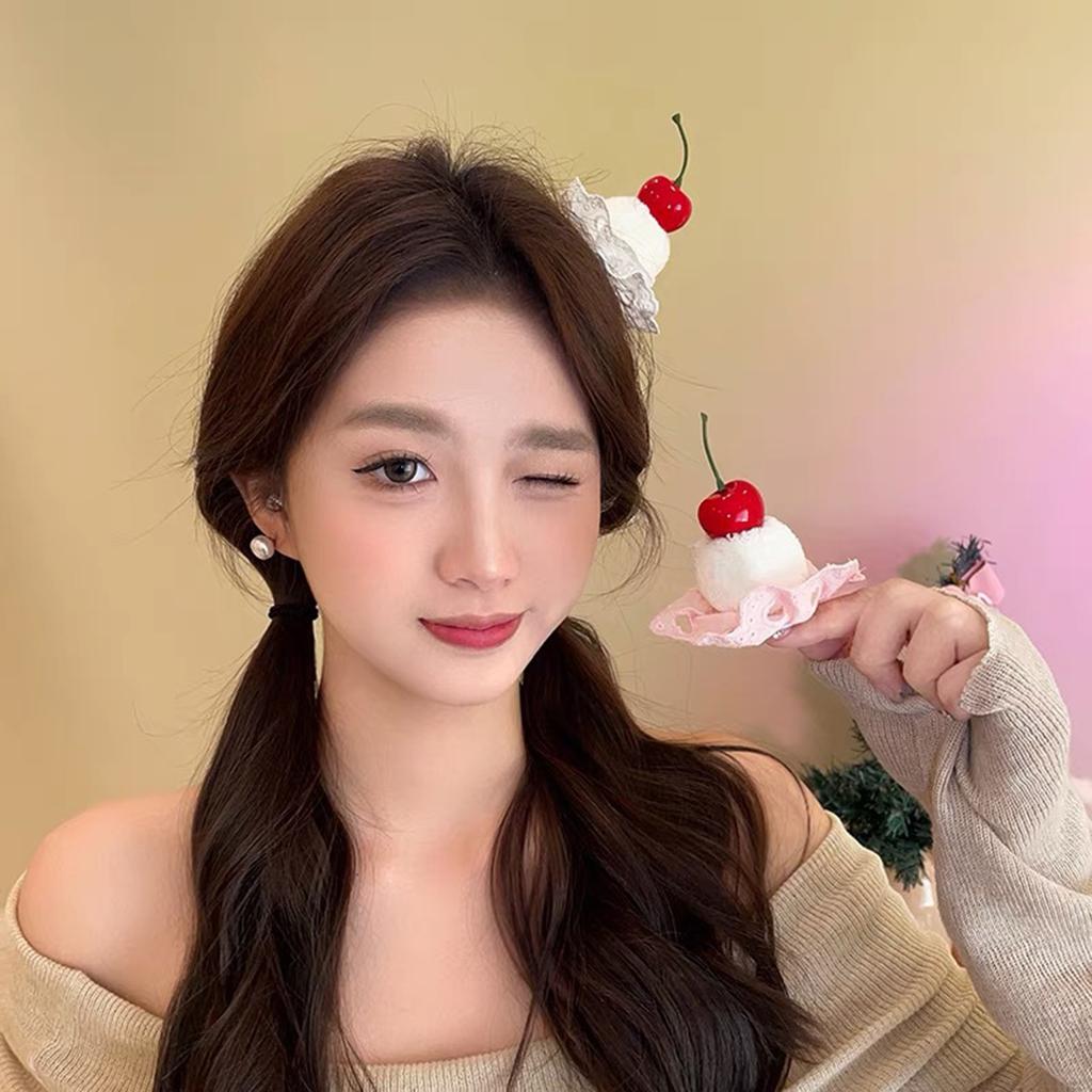 Adorable Cherry Cake Design Hair Clip Slip Resistant Gentle Hold For Long Hair Daily Outings Special Occasion