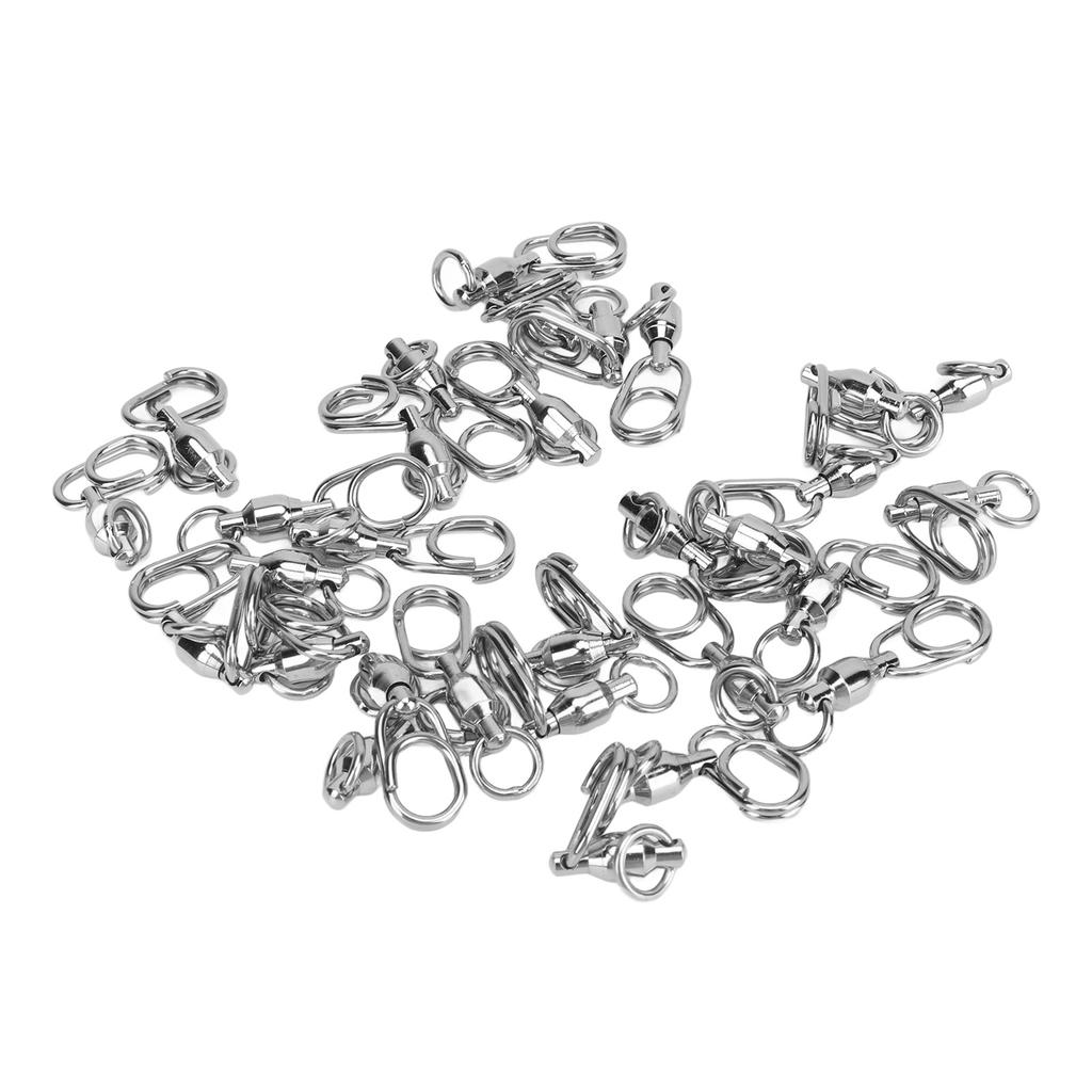 30pcs High Strength Fishing Snap Swivels Ball Bearing Swivels Stainless Fishing Swivels with Oval Split Ring For