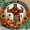 Ernte Jesus Metall Wandkunst Rundes Eisen Schild Kreuz Herbstschal Heimdekor