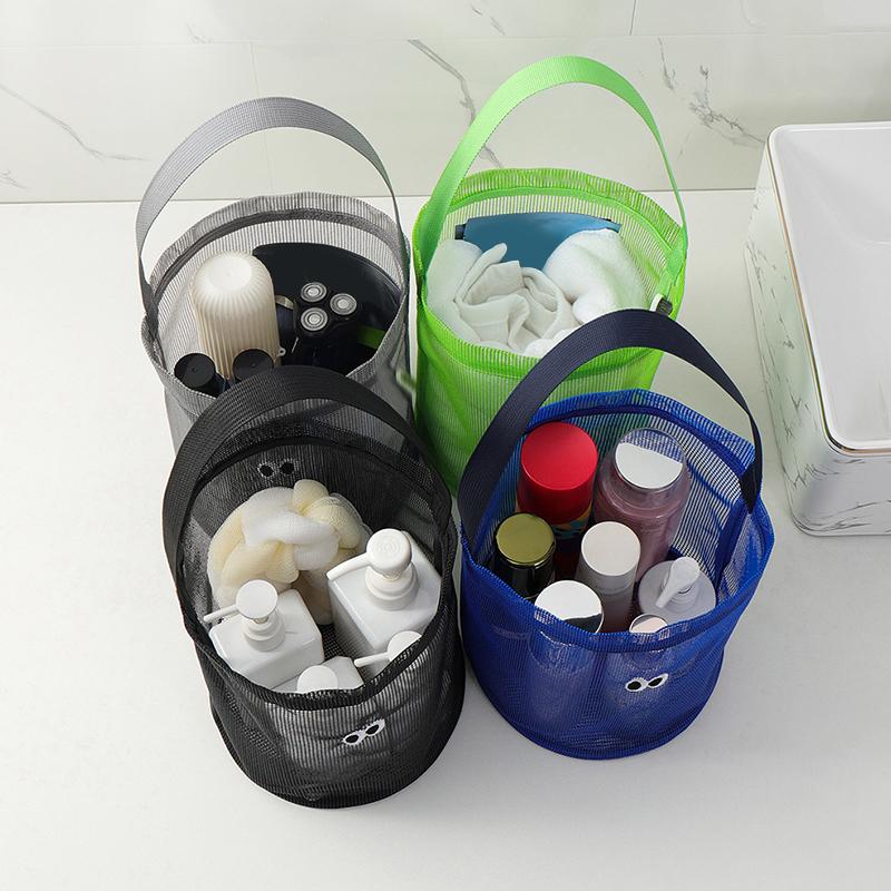 Large Capacity Mesh Makeup Bag Breathable Quick Dry Shower Toiletry Bag Portable Storage Bag Beach Travel Pouch Transparent
