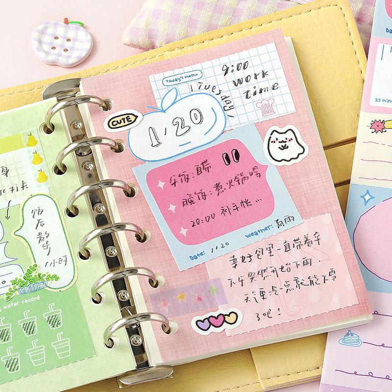 Tearable Sticky Notes Roll - Life Recorder Series: Simple Artistic Pattern Reminder Stickers for Students