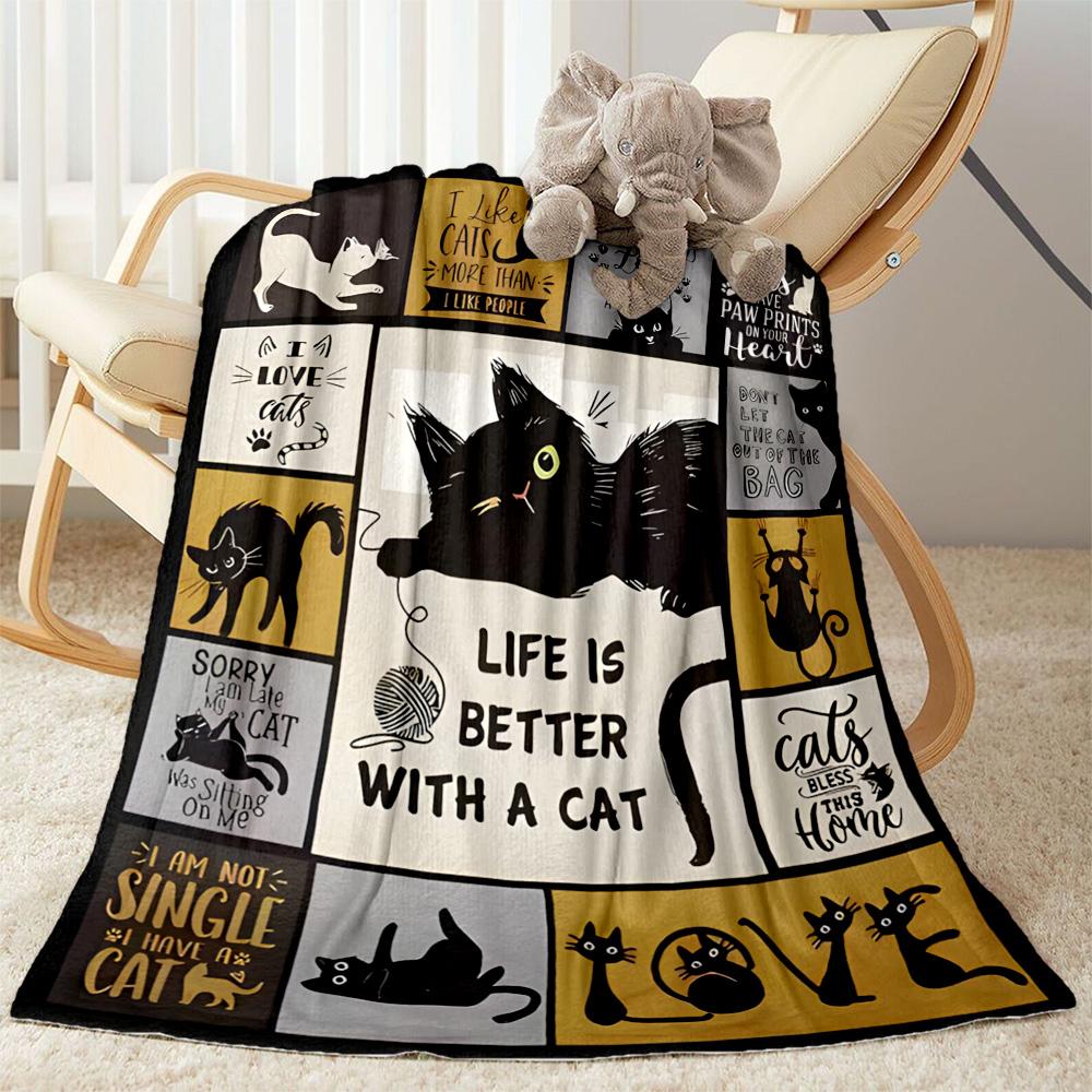 Cats In A Garden Flannel Blanket,Lightweight,Office Blanket,Sofa Blanket,Comfortable Blanket