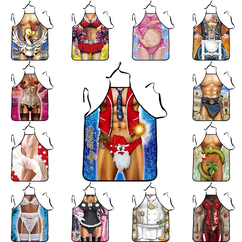 Funny Printing Apron For Kitchen Cleaning Polyester Waterproof Cooking Chef Cooking Gift For Adults