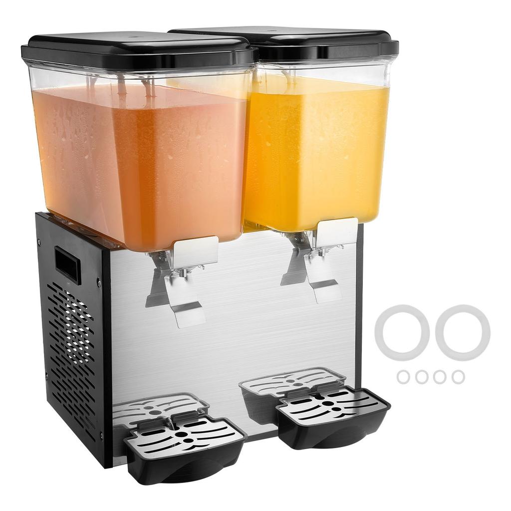 VEVOR Commercial Beverage Dispenser, 2 Tanks 18 L Per Tank Juice Dispenser