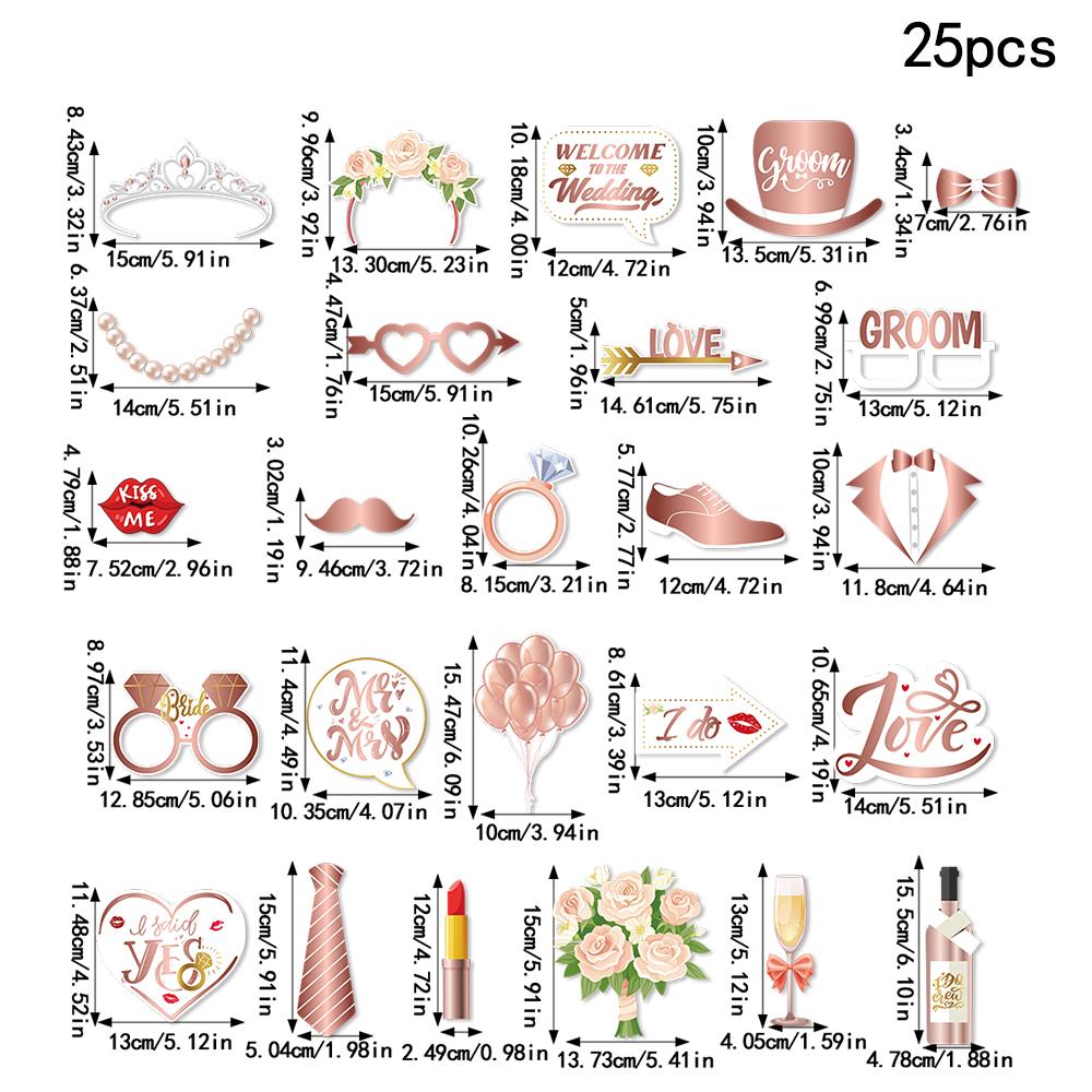 

25pcs Funny Wedding Paper Photo Booth Props Just Married Selfie Photobooth Bridal Shower Bachelorette Party Wedding Decoration