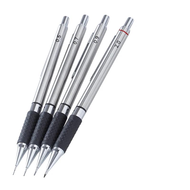 Metall-Druckbleistift-Set mit Griffstück Minen Kunst Zeichen Schüler Bürobedarf 0,5/0,7/0,9/2,0 mm Automatischer Bleistift