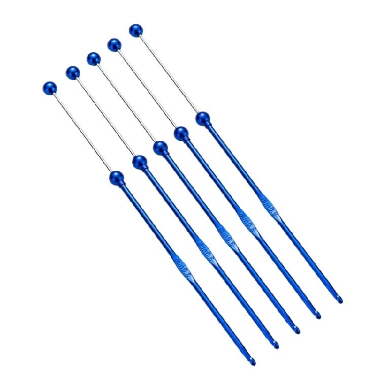 5 Pieces Metal Crochet Needle Beads Crochet Hook Set Metal Knitting Needle Crochet Accessories for Handicrafts