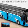 1:30 Business Bus Model Toy Car Metal Die-cast Music Light Doors Opened Long-distance Single-layer Truck Models Holiday Gifts