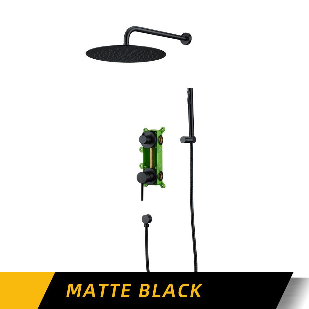 Podtynkowy kran prysznicowy Mosiężny zawór sterujący Montowany na ścianie 2 funkcje 10 cali Bateria łazienkowa Ciepła i zimna Oddzielny uchwyt Zestaw podtynkowy