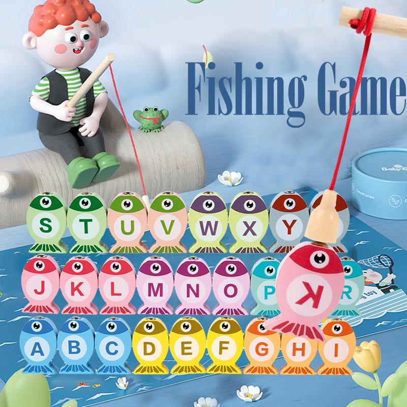 Kids Wooden Fishing Game Toys Gifts Early Education Alphabet Numeric Cognitive Toys Children Interactive Games Toys For Gifts