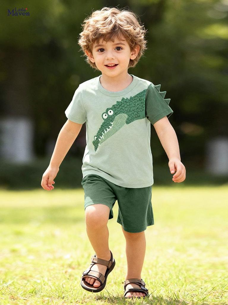 New Arrival Summer Cartoon T-Shirt Set for Boys - European & American Style Children's Clothing