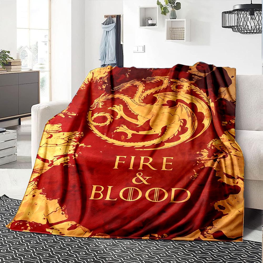 1pc Fire Blood Throw Blanket Soft Flannel, Cozy All Season Polyester Perfect for Home, Office
