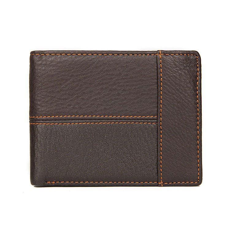 "Retro European & American Men's RFID Leather Wallet: Short Multi-Card Dollar Clip"