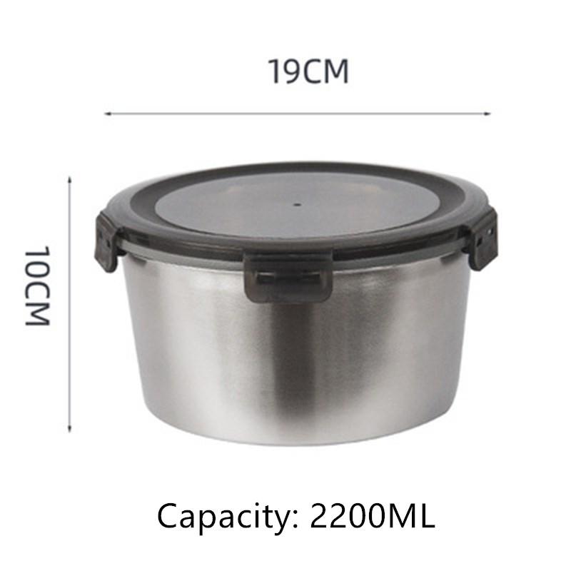 Round Lunch Box 304 Stainless Steel Refrigerator Food Storage Box Kitchen Microwave Heating Sealed Fresh-keeping Box