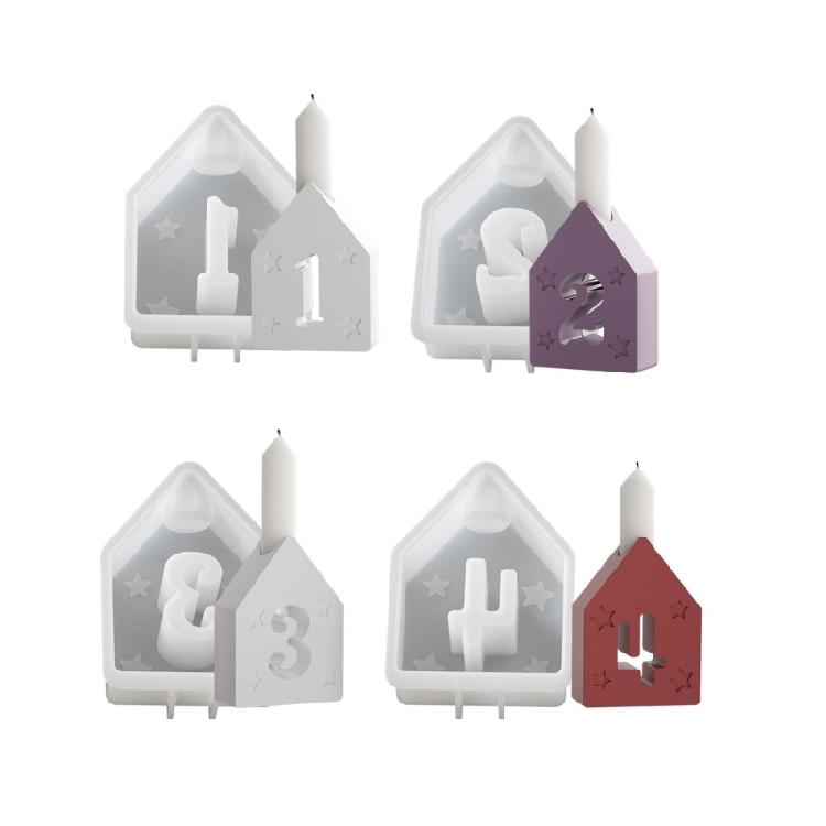 4pcs Flexible Sturdy Silicone Mold Accessory for Crafting Number Candle and Decorative Pieces for Family Gatherings