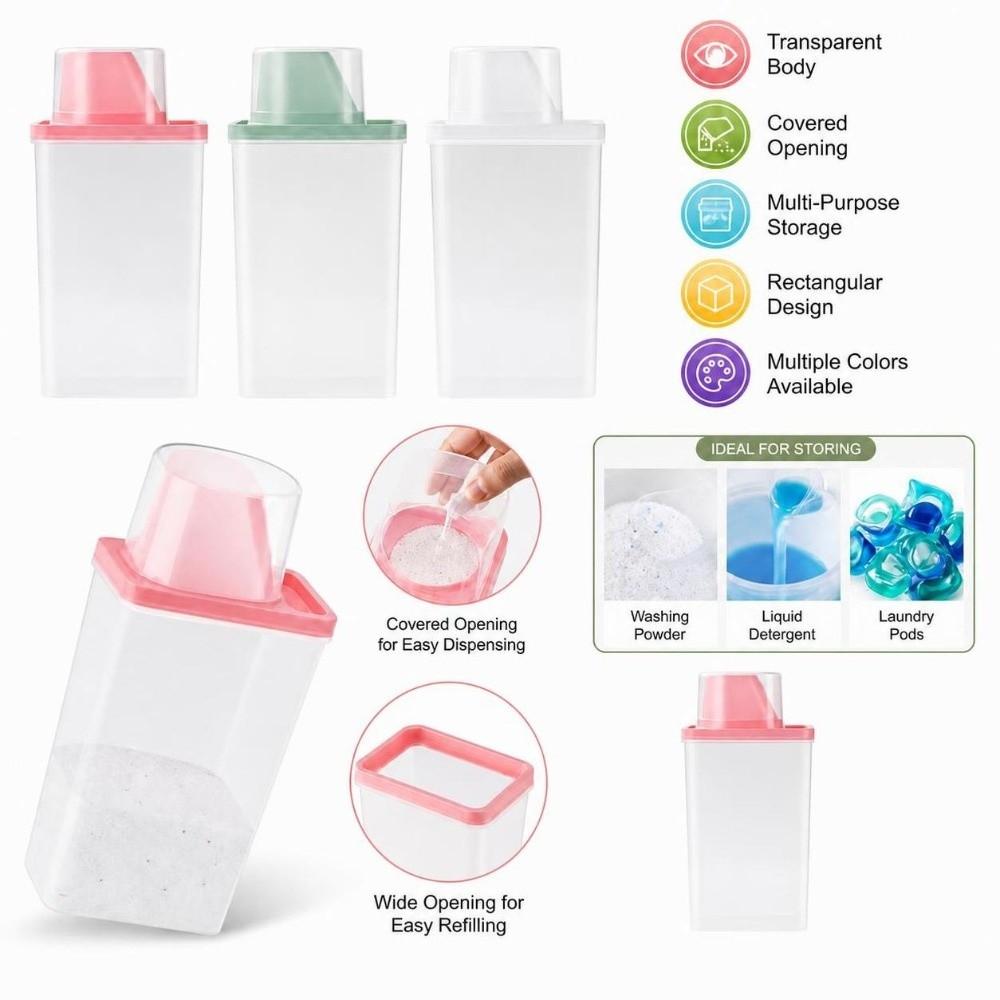 Transparent Washing Powder Storage Box with Measuring Cup Laundry Storage Container