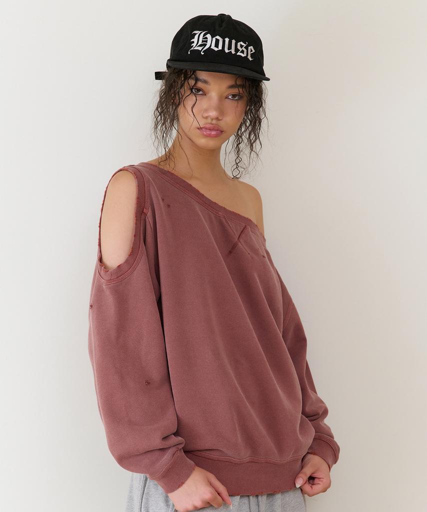 THEVINYLHOUSE Open Shoulder Sweatshirts(W) Brick