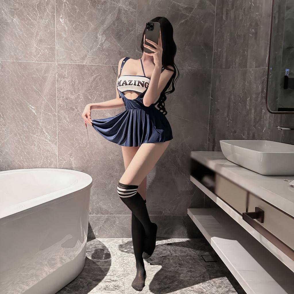 Sex underwear single shoulder tube top college style strap skirt pure desire sexy free suit