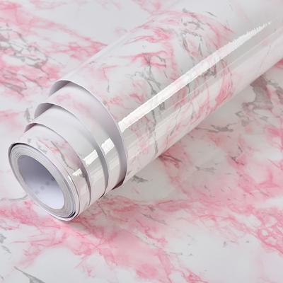 Vinyl Pink Marble Wallpapers Peel Self-adhesive Removable Waterproof Wall Covering Table Countertop Cabinet Furniture Stickers