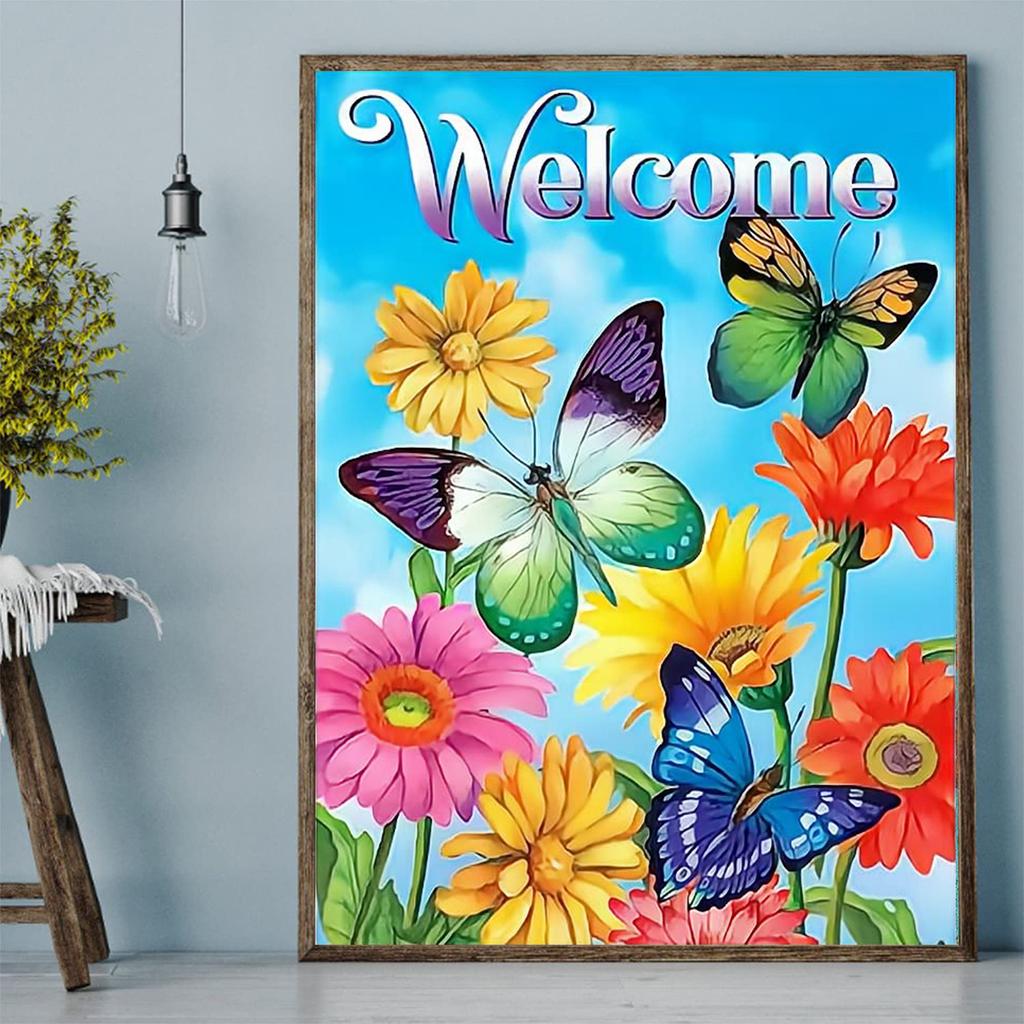 5D-Diamantgemälde zum Selbermachen, Schmetterling, der zwischen Blumen fliegt, Kreuzstich-Set, vollständige Diamant-Stickerei, Mosaikkunst, Bild von Strasssteinen, Dekor, Geschenk