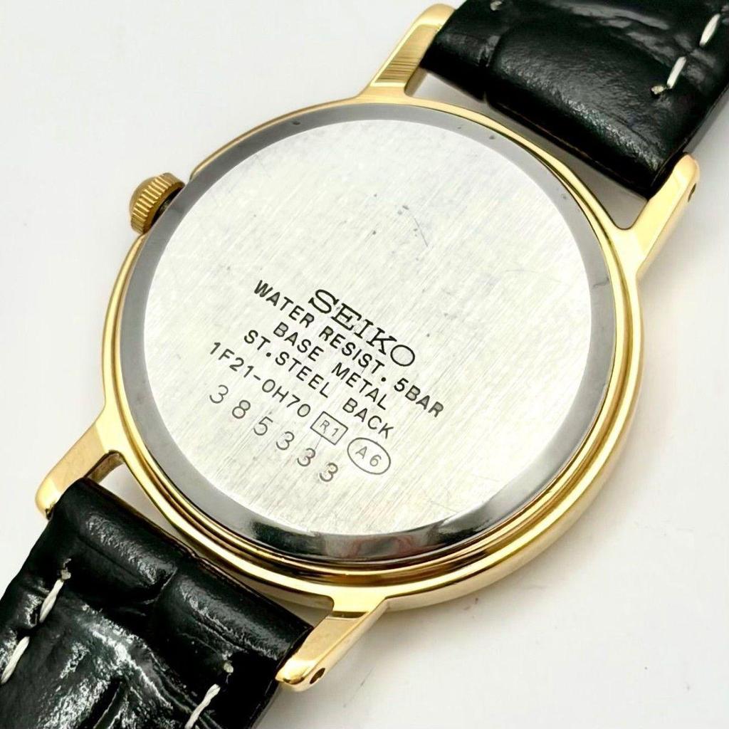 Used [New Battery] SEIKO SPIRIT Ladies Watch Gold 1F21-0H70 385333 New Belt