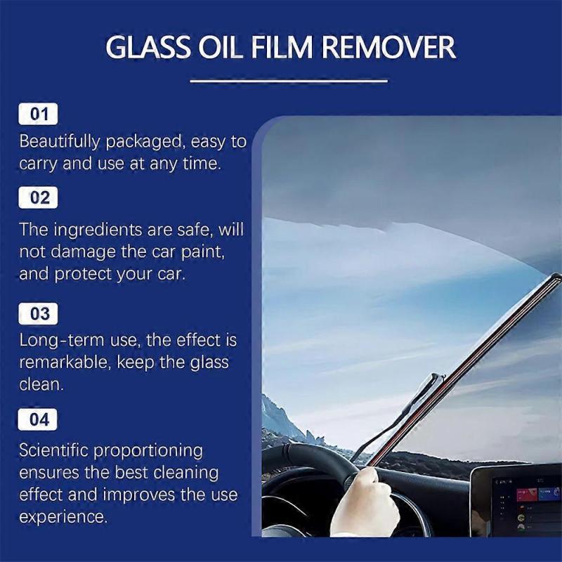 Car Glass Oil Film Cleaner, Car Windshield Decontamination Cleaning Multi-Purpose Cleaner