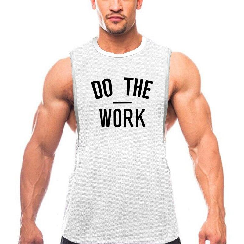Do The Work  Summer Mens Bodybuilding Fitness Workout Gym Sports Mesh Quick-drying Breathable Muscle Guys O-neck Printed Tank Top