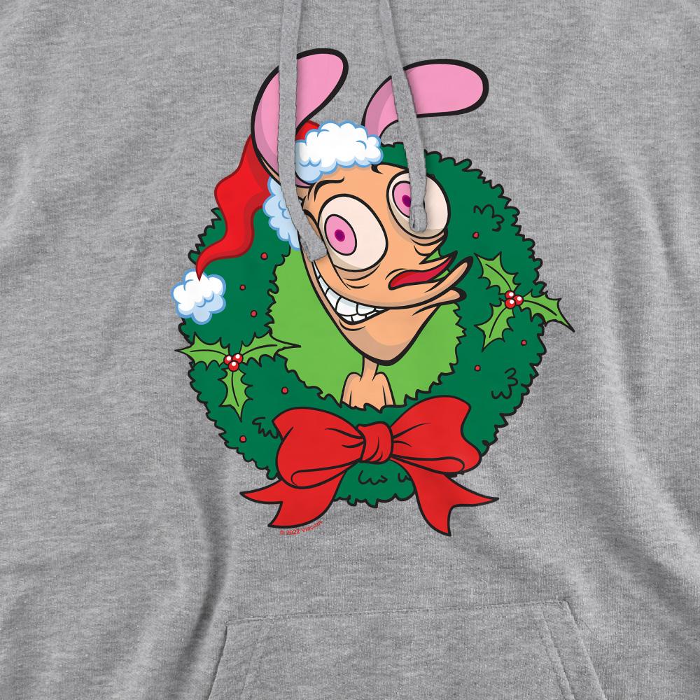 Ren & Stimpy Mens Wreath Christmas Hoodie