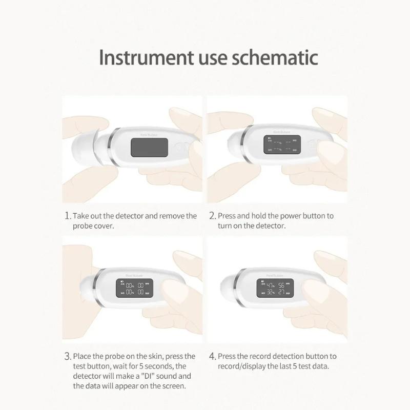 Multifunctional Skin Analyzer Digital Display Skin Moisture Detector Facial Water and Oil Intelligent Detection Pen Spa Monitor Skin Problems Detect