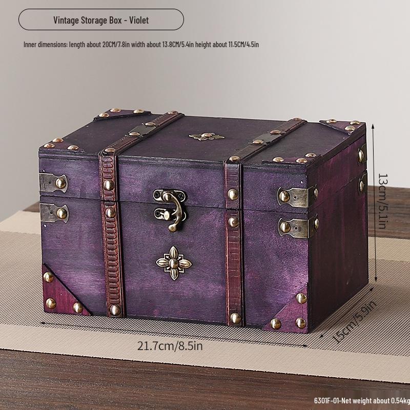 

Antique Wooden Desktop Organizer: Retro Lockable Storage Box for Sundries & Photography Display
