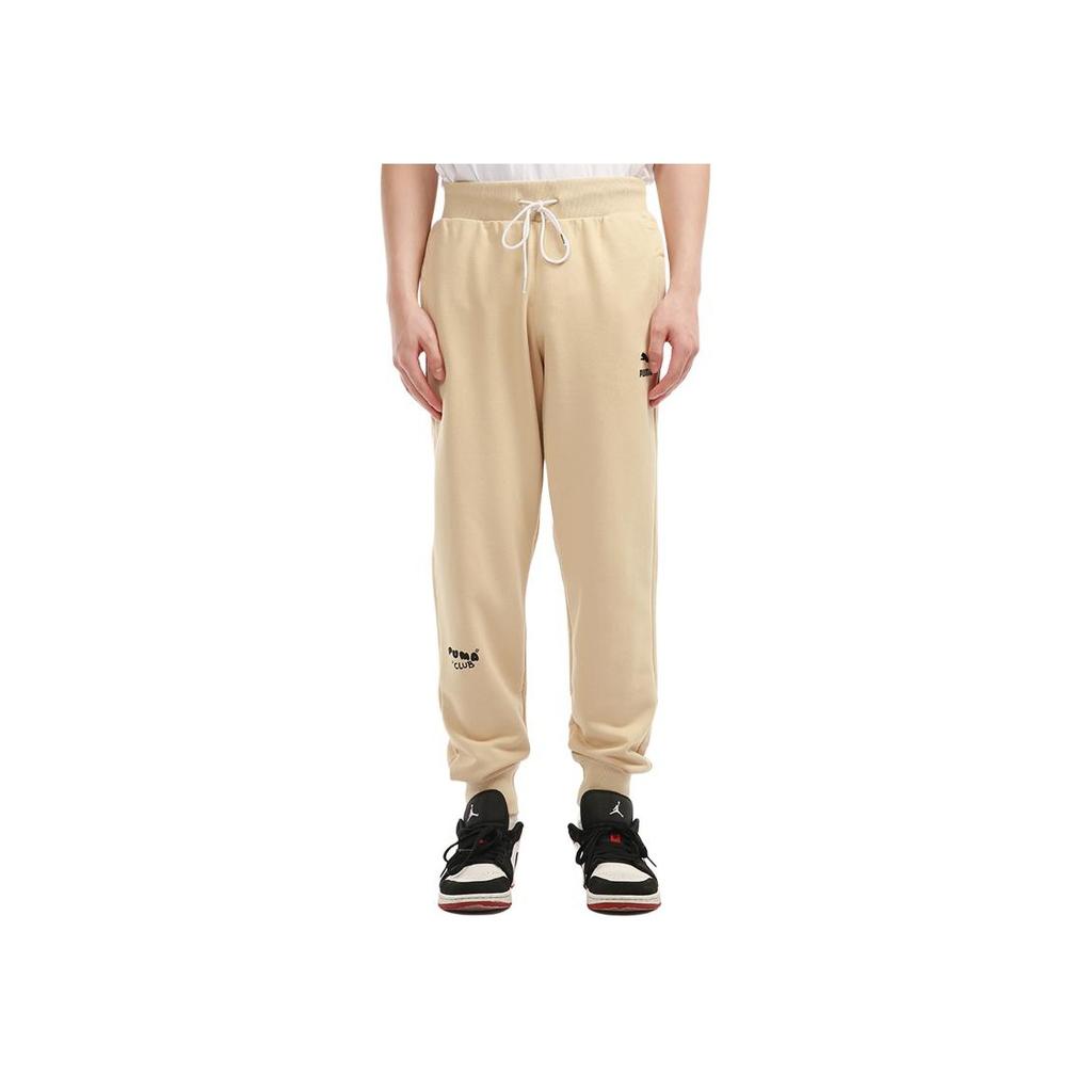 Puma Club Sweatpants With Embroidered Logo And Cuffed Ankles Men Bottoms Khaki 533202-20
