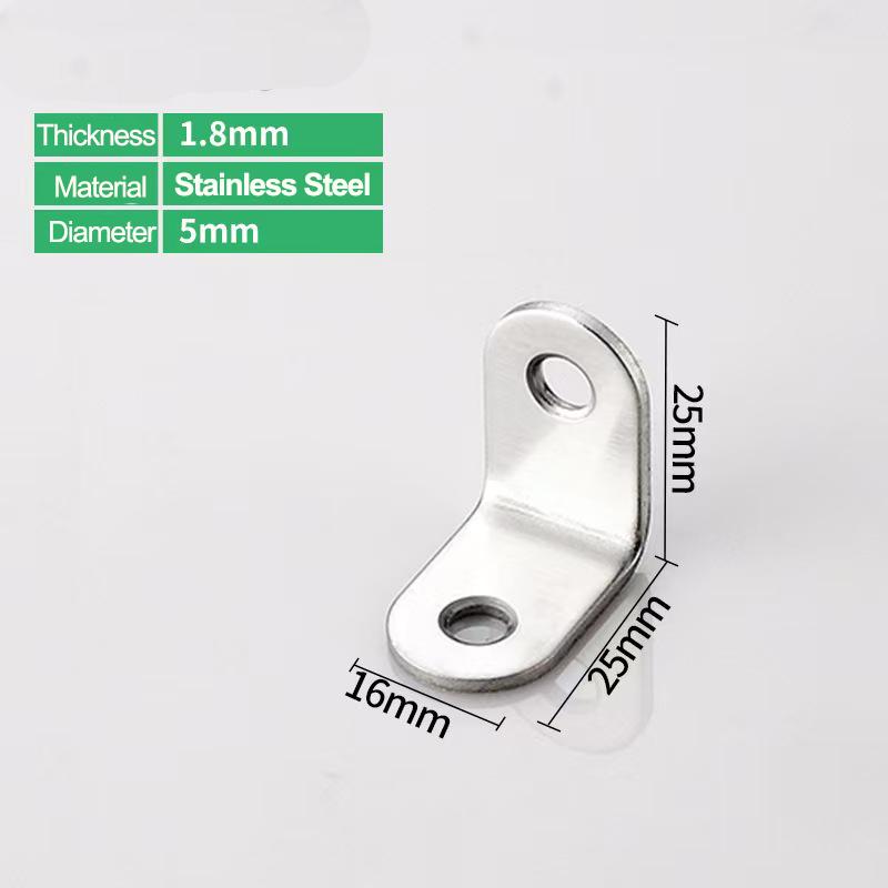 20/50/100PCS L Brackets Stainless Steel Corner Braces with Screws, 90° Right Angle Shelf Supports for Wood Furniture Accessories, Table