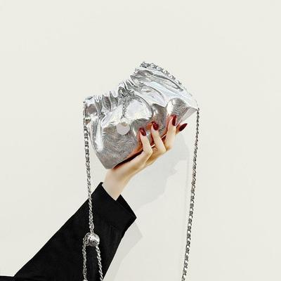 Silver Women's 2025 Mini Crossbody Bucket Bag with Chain