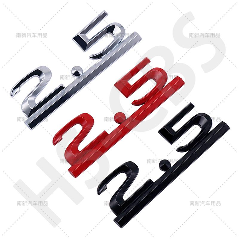 1Pc Metal 3D 2.5 Letter Emblem Car Rear Trunk Displacement Badge Auto Body Tailgate Stickers Car Styling Accessories