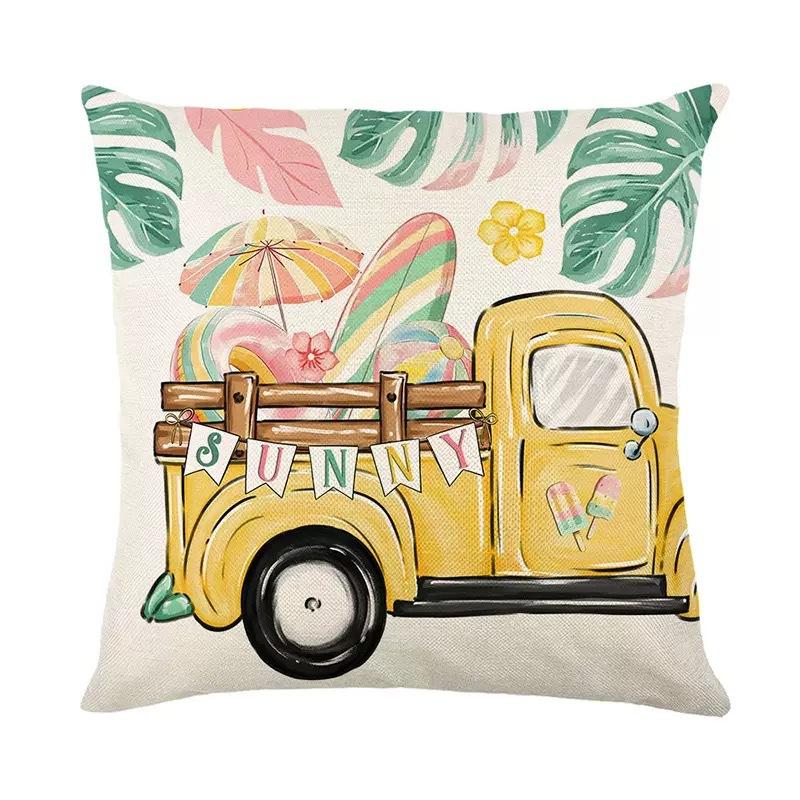 

New Spring and Summer Cute Pillowcase Linen Print Festival Home Living Room Sofa Decoration Pillow Cushion Cover 45 * 45Cm