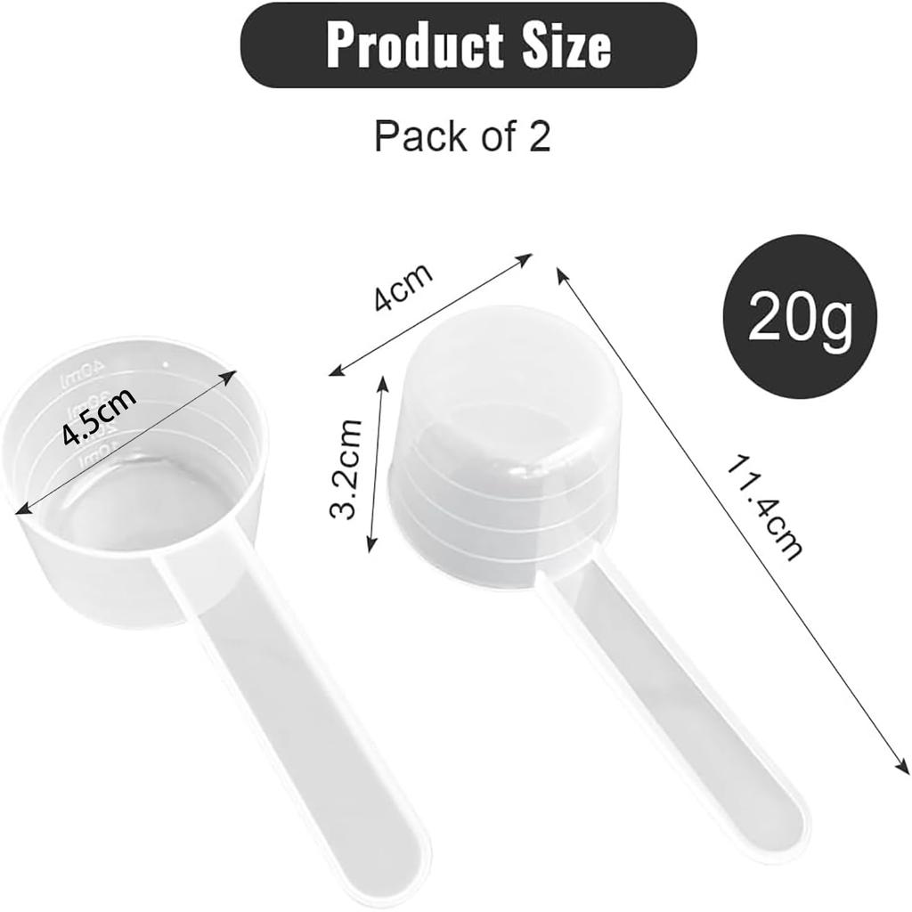 Flat Bottom Graduated Measuring Spoon 40ml Transparent Plastic, Individually Packaged for Precision Measurement