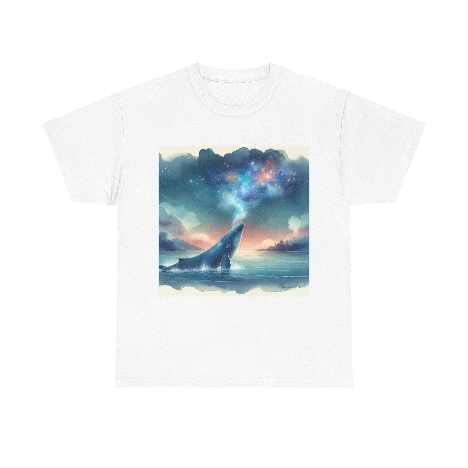 Unisex Adult T Shirt Watercolor Whale with Starry Blowhole 3XL