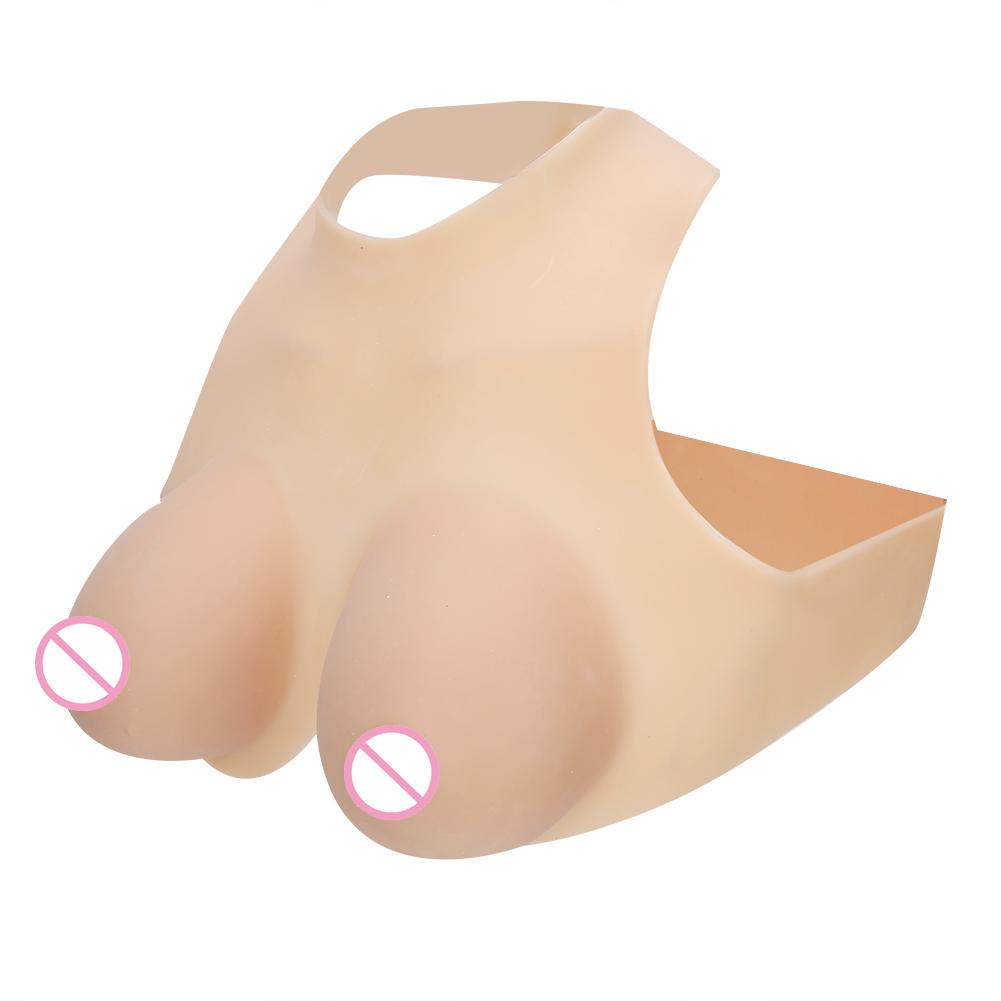 Silicone Breast Form Halterneck Type Artificial Fake Boobs for Mastectomy Crossdresser E Cup