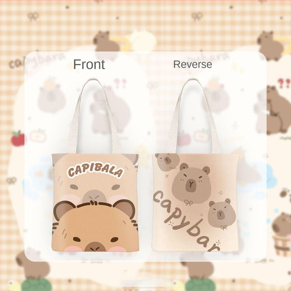 

Большая вместительная сумка с мультяшным принтом, двухсторонние сумки через плечо, симпатичные сумки-тоуты Capybara 5