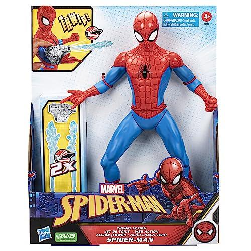 Marvel Spider-Man Thwip Action Figure, 13-inch Superhero Toy for Kids, Ages 5+, Includes Web Blaster Accessory