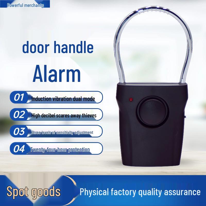 

Дверная ручка с сигнализацией против взлома для помещений и дверной звонок для домашней безопасности чёрный