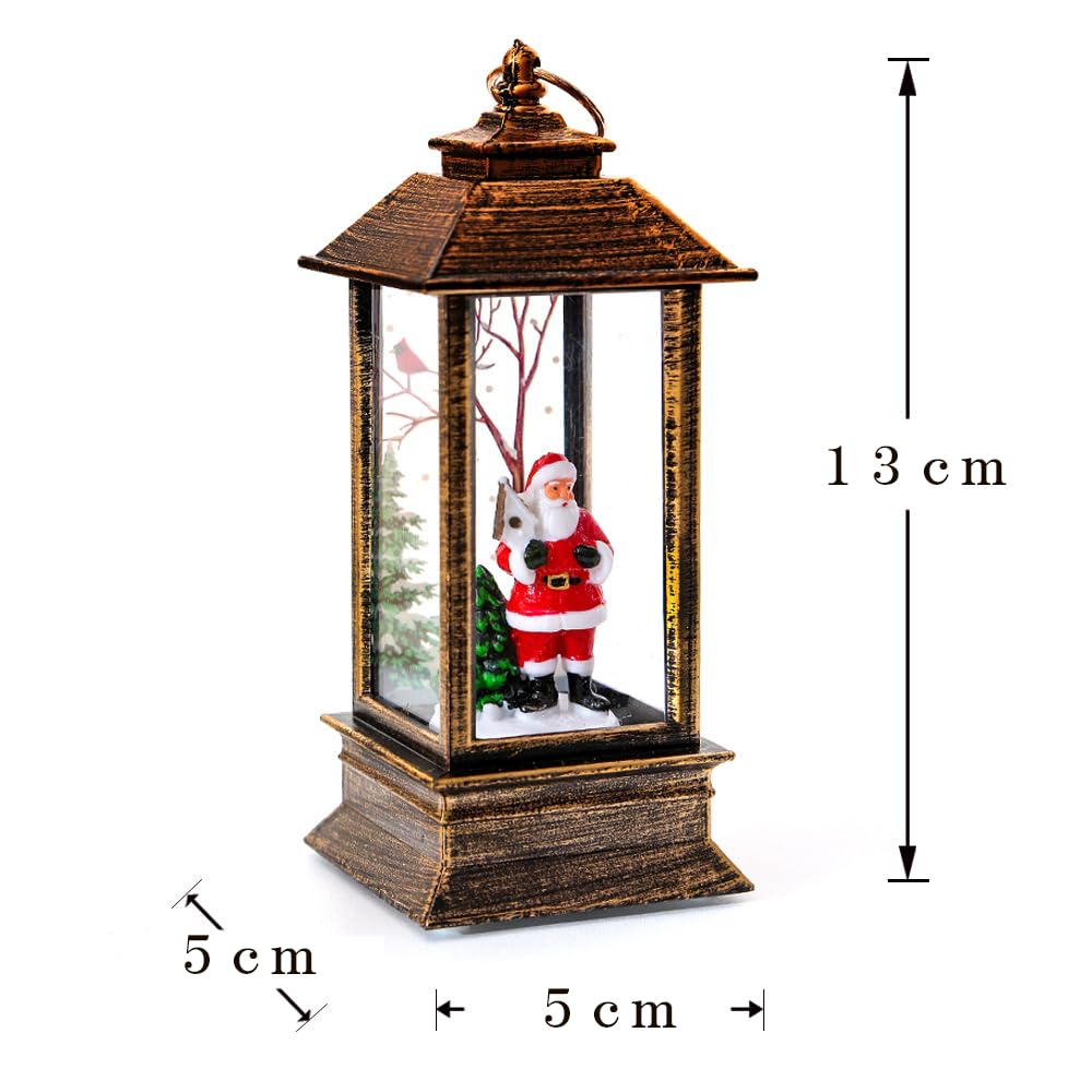Fun lantern-style snow globe with light. A great value set. Antique-style ornament for creating a dazzling atmosphere and mood. (Santa Claus & Angel)