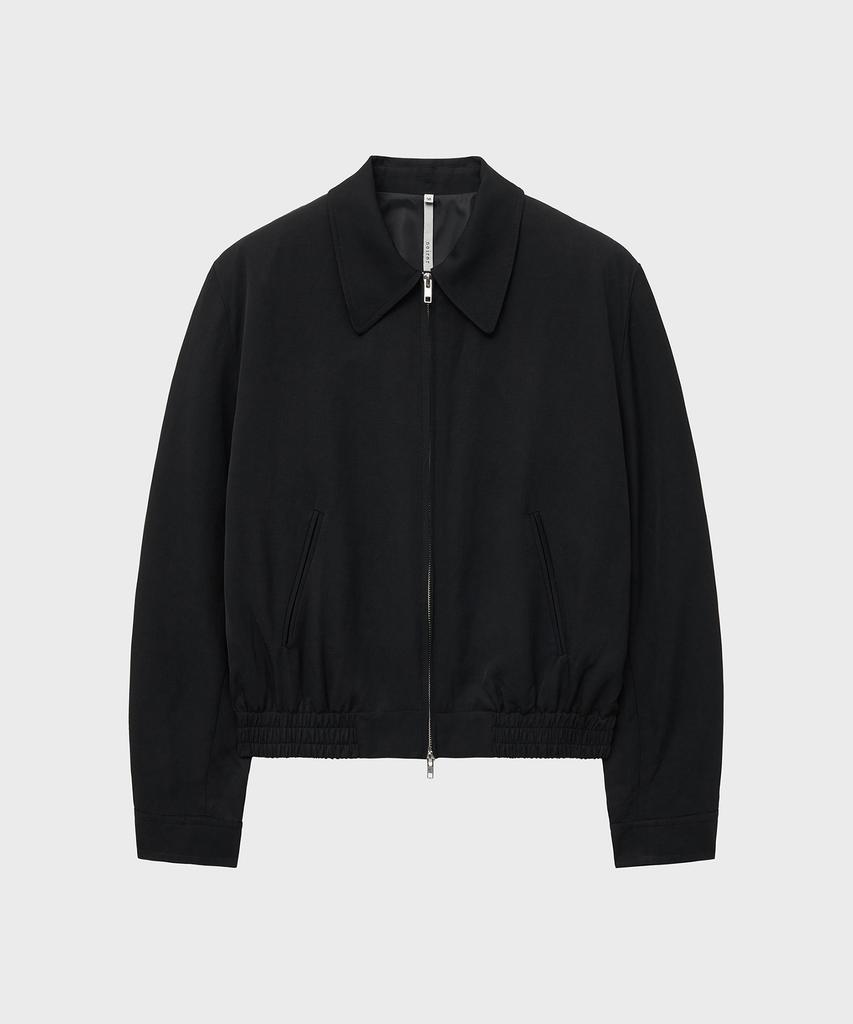 NOIRER Linen Zip-Up Crop Blouson (Black)