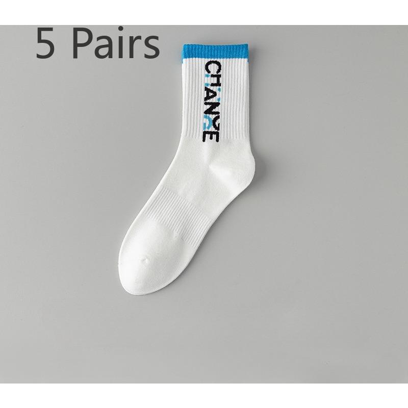 5 par białych skarpet męskich letnich cienkich do połowy łydki bawełnianych pochłaniających pot antybakteryjnych sportowych letnich bawełnianych skarpet