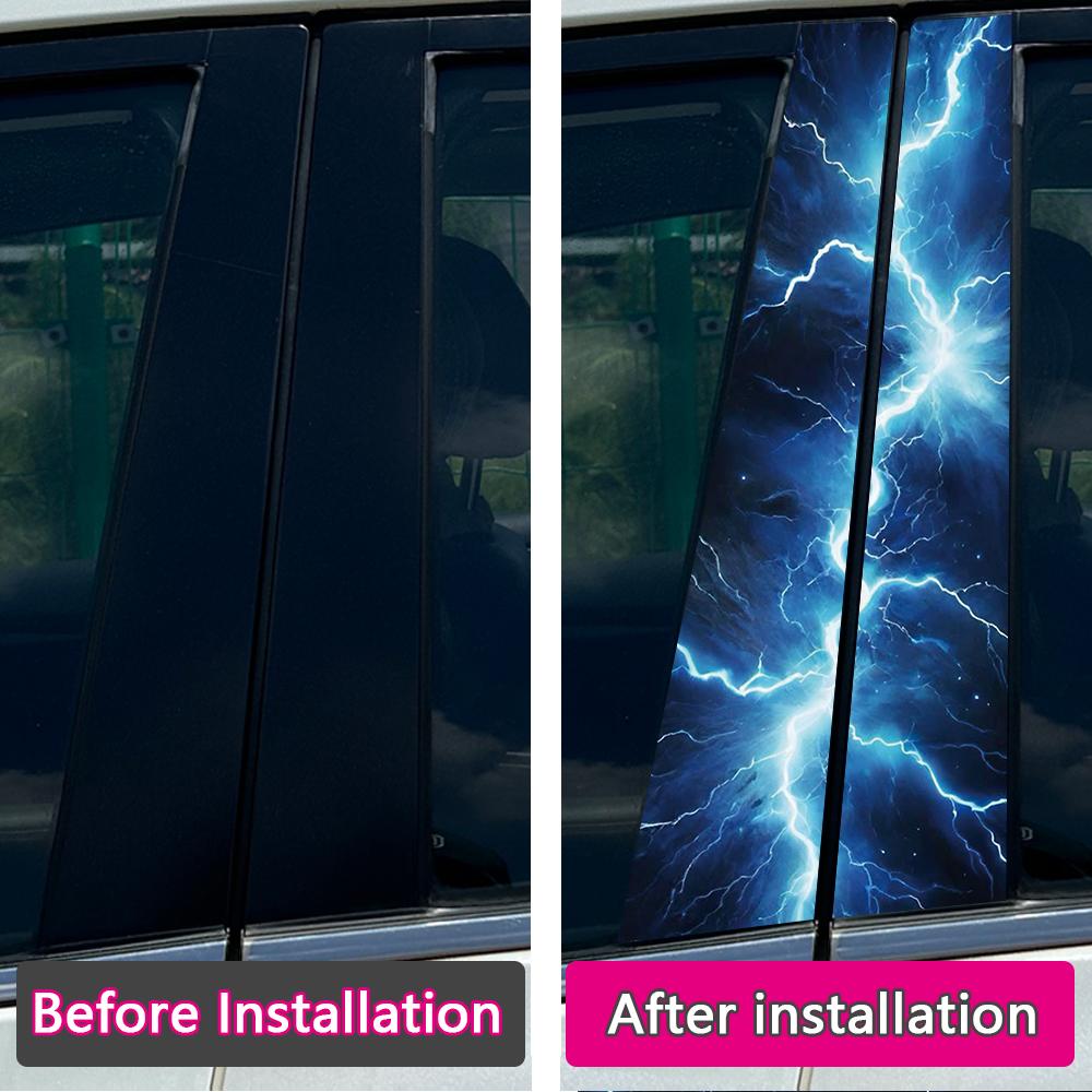 1PC/2PCS Cool Lightning Car Stickers DIY Car B-pillar Cover Scratches Waterproof Durable Decoration Auto PET Decals